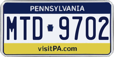 PA license plate MTD9702