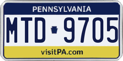PA license plate MTD9705