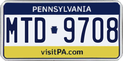 PA license plate MTD9708