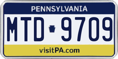 PA license plate MTD9709