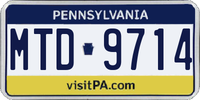 PA license plate MTD9714