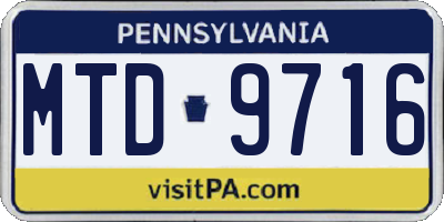 PA license plate MTD9716