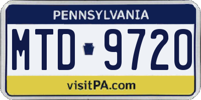PA license plate MTD9720