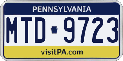 PA license plate MTD9723