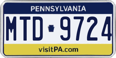 PA license plate MTD9724