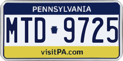 PA license plate MTD9725