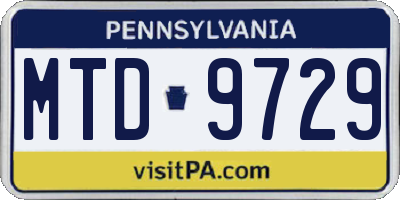 PA license plate MTD9729