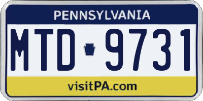 PA license plate MTD9731