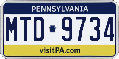 PA license plate MTD9734