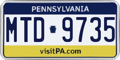PA license plate MTD9735