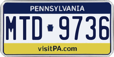 PA license plate MTD9736