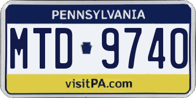 PA license plate MTD9740