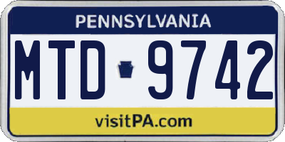 PA license plate MTD9742