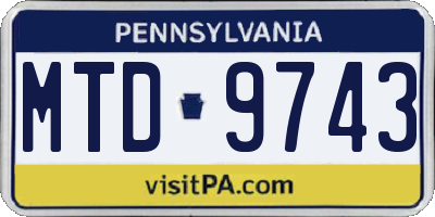 PA license plate MTD9743