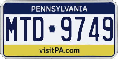 PA license plate MTD9749