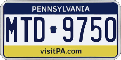 PA license plate MTD9750