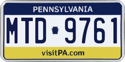 PA license plate MTD9761