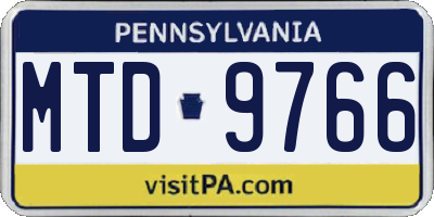 PA license plate MTD9766
