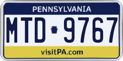 PA license plate MTD9767