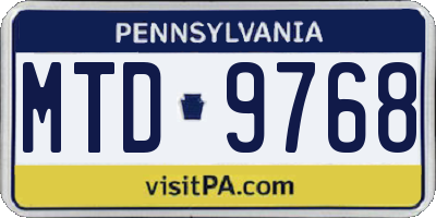 PA license plate MTD9768