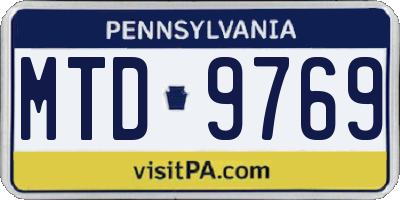 PA license plate MTD9769