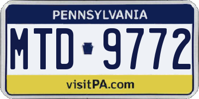 PA license plate MTD9772
