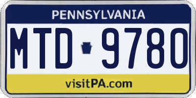 PA license plate MTD9780