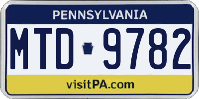 PA license plate MTD9782