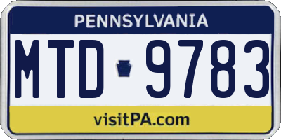 PA license plate MTD9783