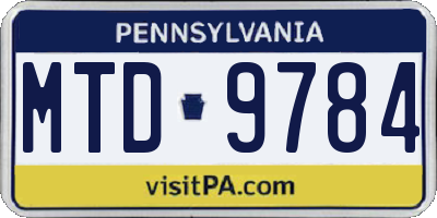 PA license plate MTD9784