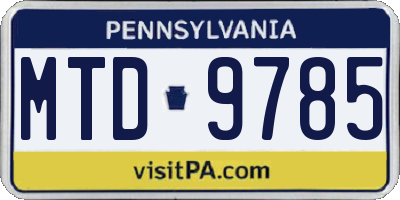 PA license plate MTD9785