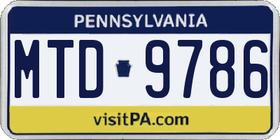 PA license plate MTD9786
