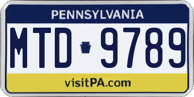 PA license plate MTD9789