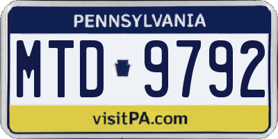 PA license plate MTD9792