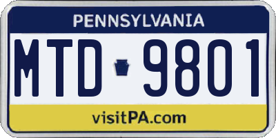 PA license plate MTD9801