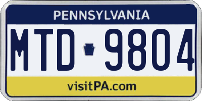 PA license plate MTD9804