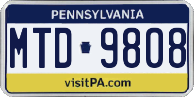 PA license plate MTD9808
