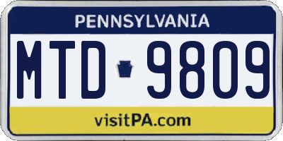 PA license plate MTD9809