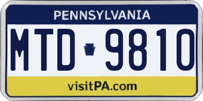 PA license plate MTD9810