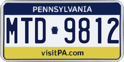 PA license plate MTD9812