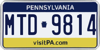 PA license plate MTD9814