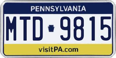 PA license plate MTD9815