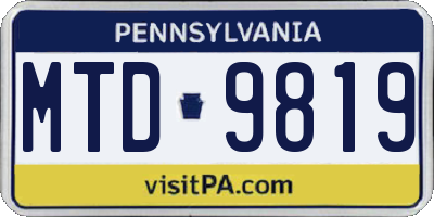 PA license plate MTD9819