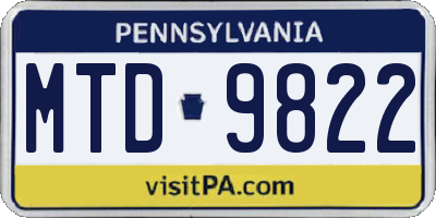 PA license plate MTD9822