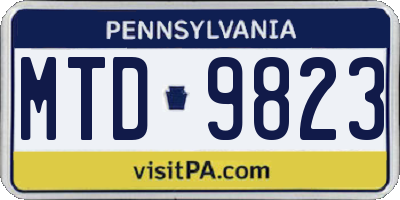 PA license plate MTD9823
