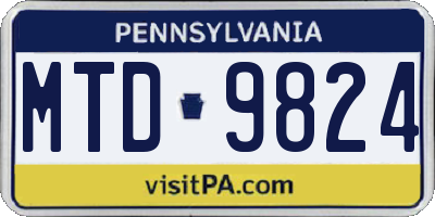 PA license plate MTD9824