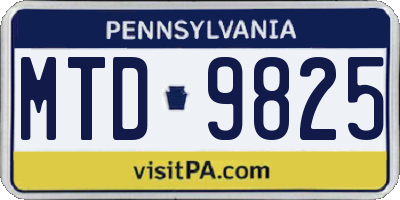 PA license plate MTD9825
