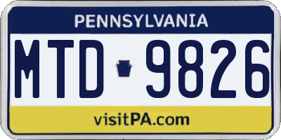 PA license plate MTD9826