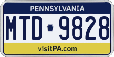 PA license plate MTD9828