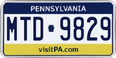 PA license plate MTD9829